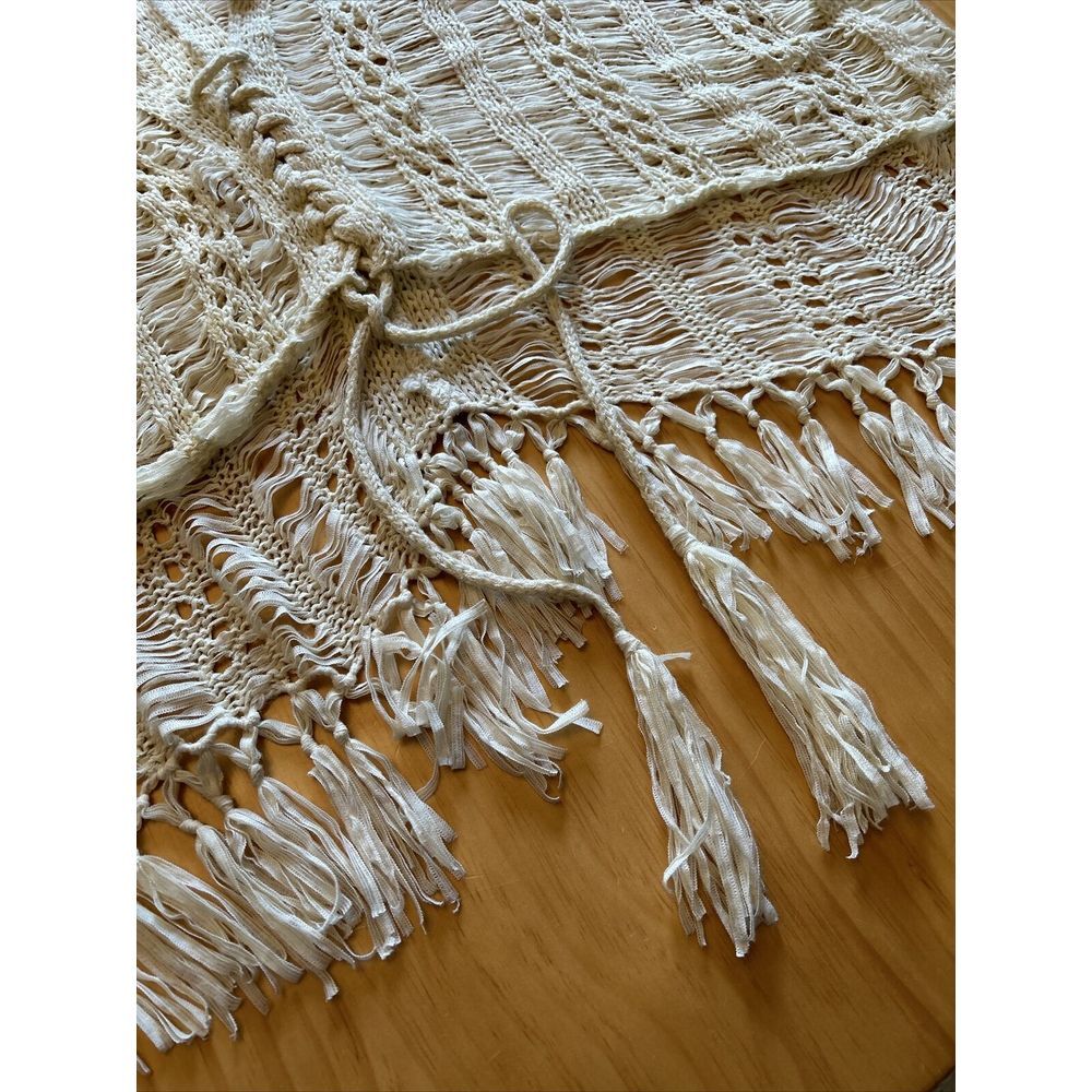 VINTAGE HAVANA IVORY BOHO FRINGE CARDIGAN SIZE M - Picture 5 of 11